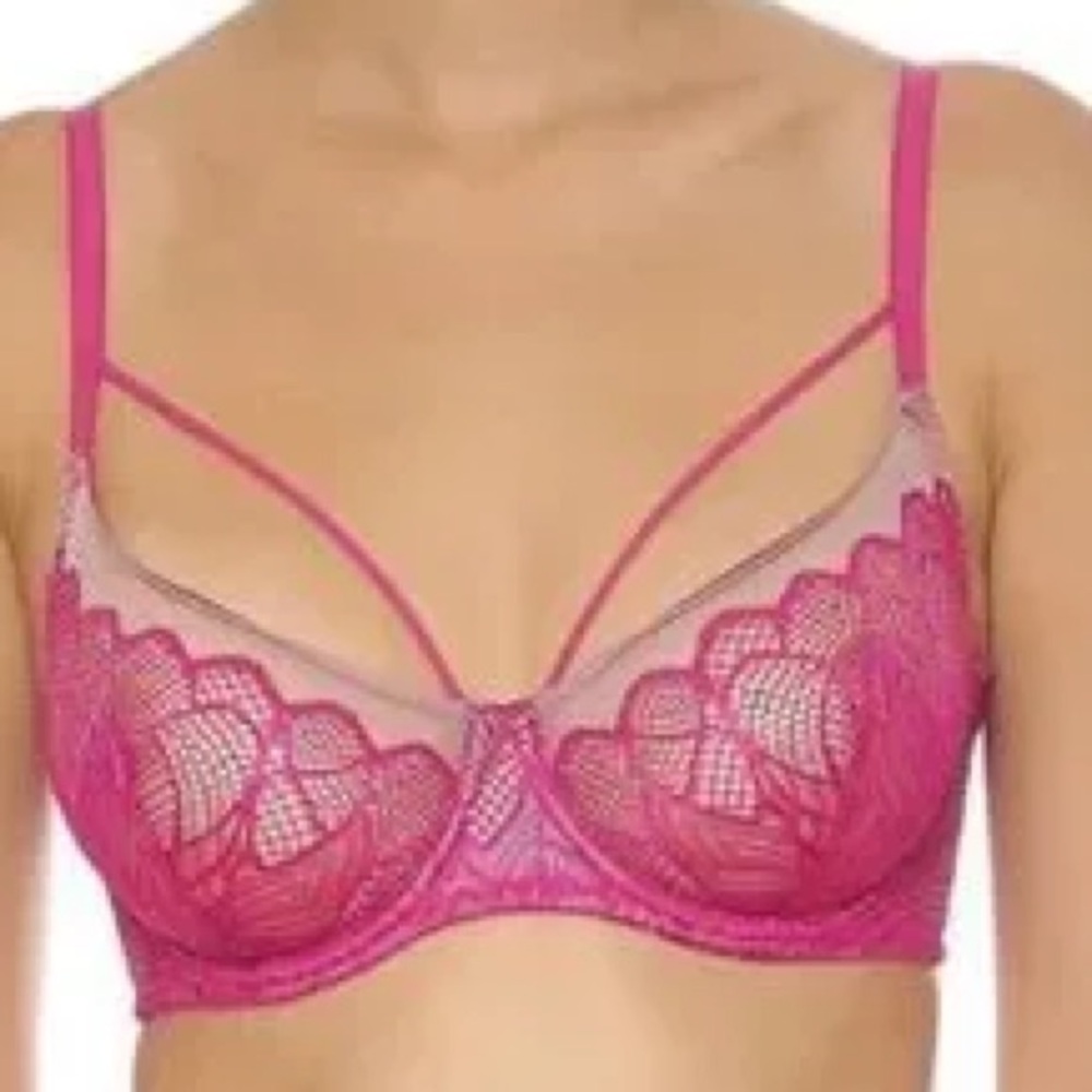 Addiction Lace Bra Set in Rich Pink RUNS LIKE 34 D M